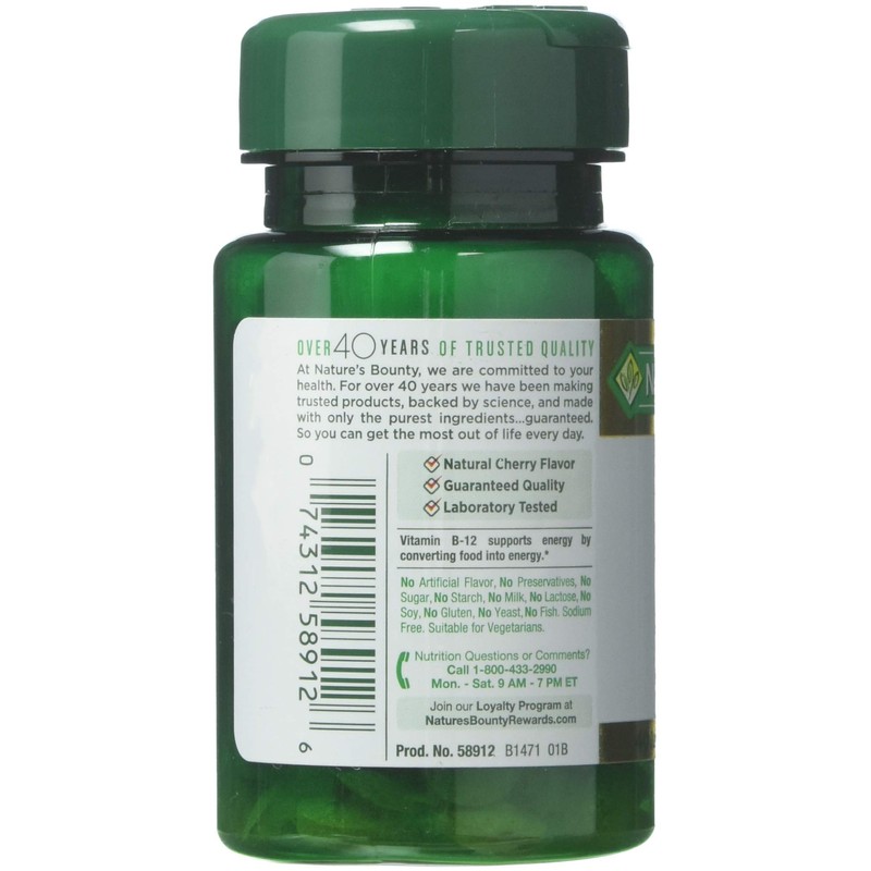 Nature's Bounty Vitamin B-12 5000 mcg, 40 Quick Dissolve Tablets