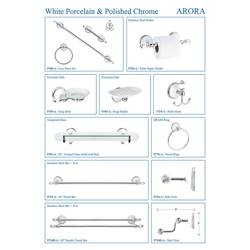 MODONA Double Robe & Towel Hook - White Porcelain &