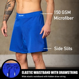 Elite Sports Men's Black Jack Series Fight Shorts, Blue, Large