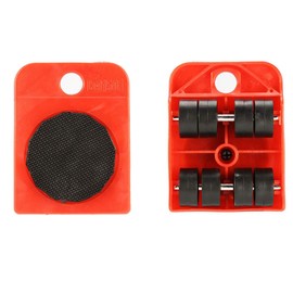 WeFoonLo 1 Set Furniture Lifter Durable Heavy Appliance Furniture Lifting and Moving Tool Set for Heavy Furniture & Appliance Lifting, 1 Lifting Rod and 4 Furniture Moving Rollers (Red)