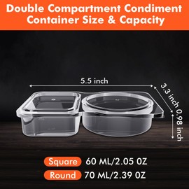 XoeLLe Pack of 25 Petite Boite Plastique, 60 + 70 ml Boite Plastique Alimentaire, Boite Plastique with Couvercle, Reusable Boîte à Sauce, for Sauces, Condiments, Confiture, Micro-ondes