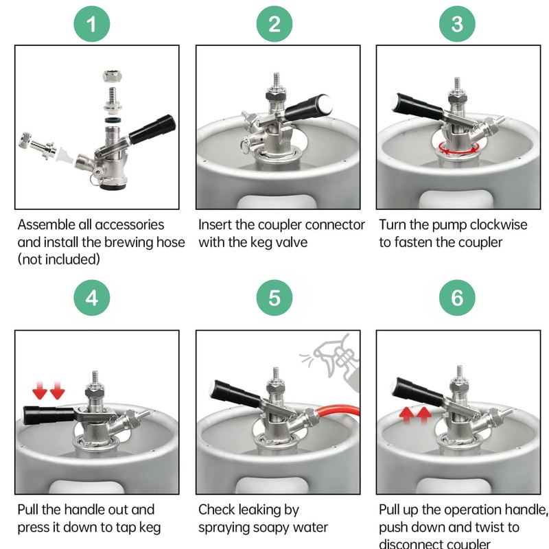 GOVNPJ D System Keg Coupler, Beer Kegerator Tap with Pressure