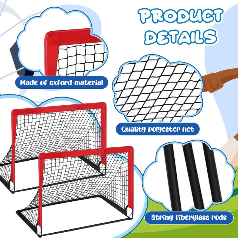 2 Set 4x3ft Soccer Goals for Backyard, Portable Foldable Pop