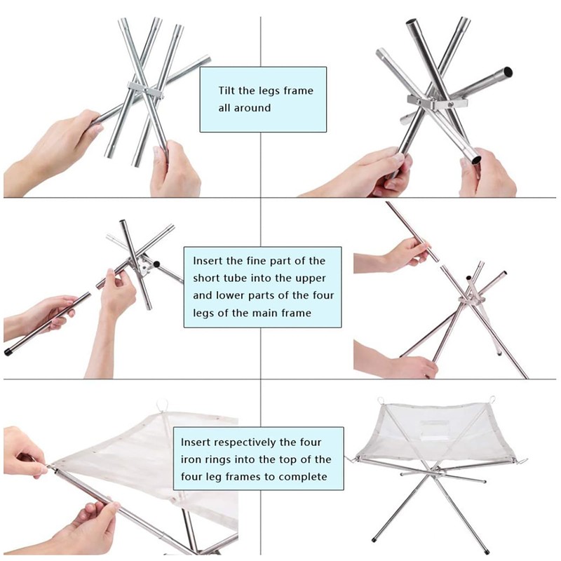XIANTIAN Portable Fire Pit for Camping, 42CM Foldable Stainless Steel