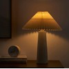 18" Ivory Pleated Shade Ribbed Ceramic Table Lamp, Modern Design