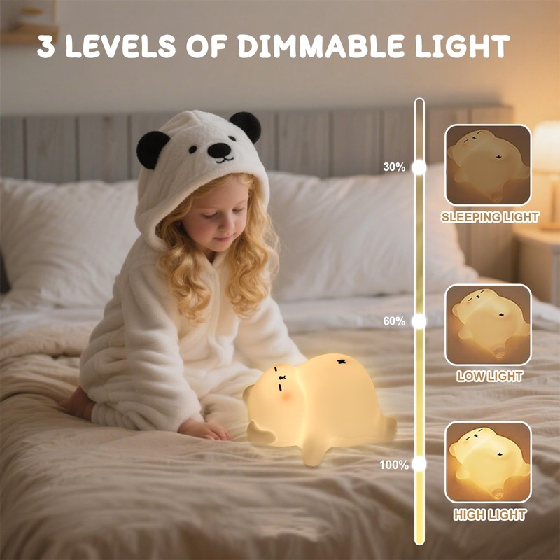 MAGOHMT Squishy Night Light for Kids, Bear Silicone Night Light