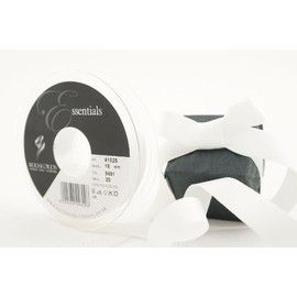 Berisfords 41025 20 m x 16 mm Polyester Grosgrain Ribbon, White