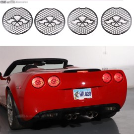 CSKT2022 Racing Flag Stainless Steel Tail Light Overlay Grille Fits Corvette C6 2005-2013