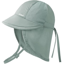 OLIKER Baby Sun Hat with Breathable Mesh, UPF 50+ Quick Drying Unisex Baby Toddler Sun Hat for Summer Beach Swim (6-24M Gray Green)