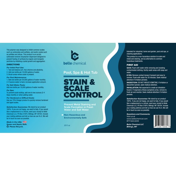 Stain and Scale Control for Pools, Spas and Hot Tubs