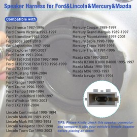 Jayubien 72-5512 Speaker Wiring Harnesses Compatible with Ford F150 F250 F350 Ranger Explorer Bronco Mustang Expedition Lincoln Mercury Mazda 2PIN 4PCS Car Door Speaker Wire Adapter Connector