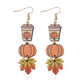 Fall Leaf Earrings Thanksgiving Pumpkin Maple Leaf Earrings Autumn Earrings for Women Fall Costume Accessories(C)