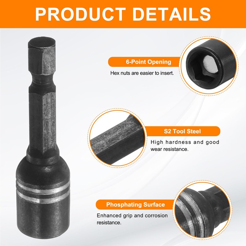HARFINGTON Magnetic Nut Driver 8mm Hex Drive Socket S2 Tool