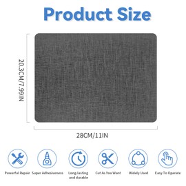FR - 2 parches de tela de lino de 8 x 11 pulgadas, autoadhesivos, para sofás, muebles, bolsas de mano, asientos de coche (gris oscuro)