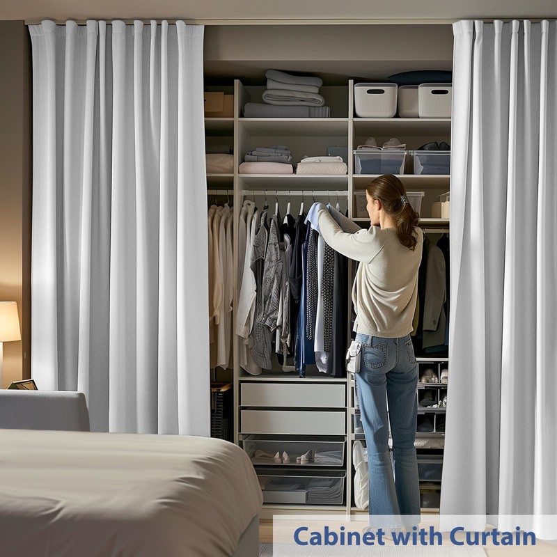 CBSRORO Room Divider Curtains Set White Curtain Ceiling Track with