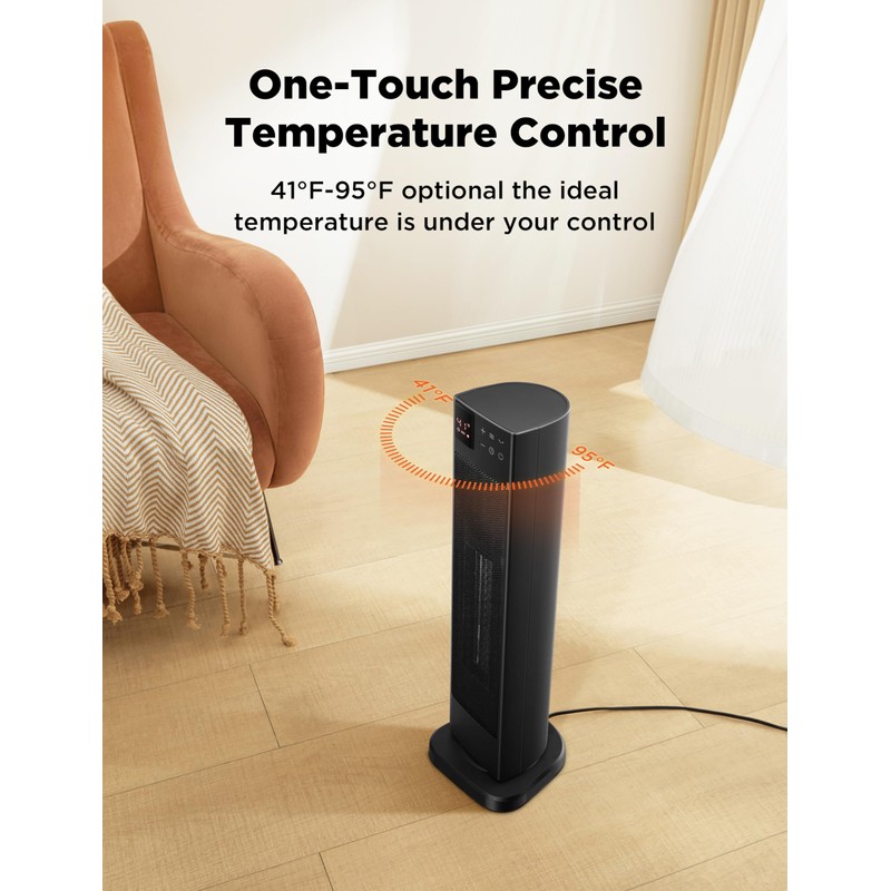 PELONIS Oscillating Ceramic Tower Indoor Space Heater for Home with