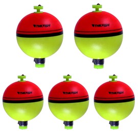THKFISH Bobbers de pesca, 5 unidades, flotadores redondos de espuma EVA, rojo/verde, accesorios de boya de pesca de resorte para agua salada de agua dulce 1/25 onzas (0.8 x 1 pulgada)