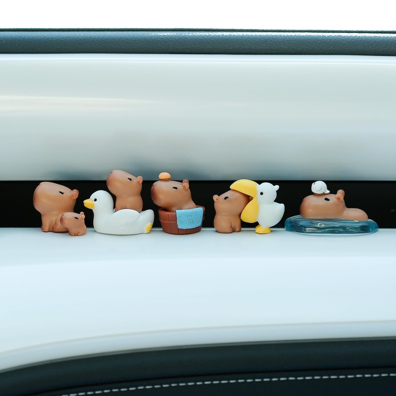 YGMONER 9 Pcs Mini Capybara Car Dashboard Figurine Decoration Cute