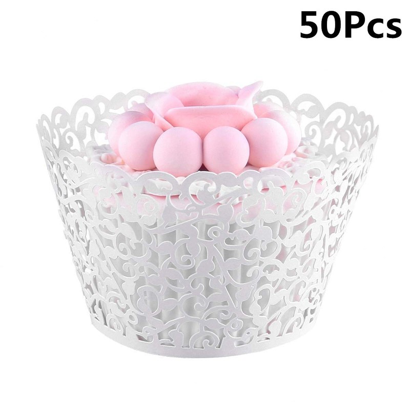 Longsing Wedding Cupcake Decorations - Pack of 50 White Disposable