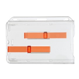 Karteo ID Card Holder for up to 2 Cards [Pack of 1] Horizontal Card Case Made of Hard Plastic for ID Cards, Service Cards, Work Cards