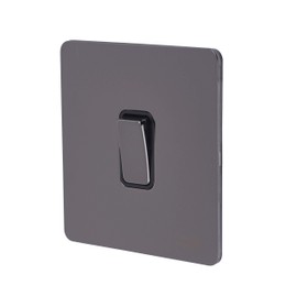 Schneider Electric Ultimate Screwless Flat Plate - Single Light Switch Double Pole, 20AX, GU2410BBN, Black Nickel with Black Insert