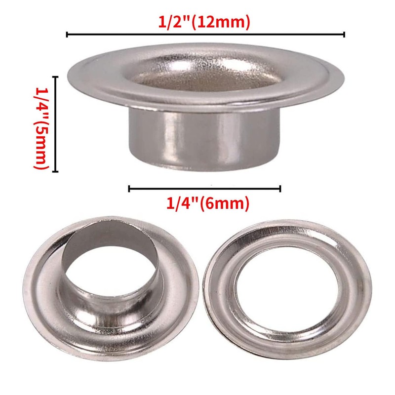 Emoshayoga Pack of 2000 Eyelets 6 mm for Eyelet Pliers