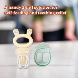 Haakaa Freeze-N-Feed Mini Combo with Silicone Food Feeder & Silicone Mini Nibble Tray|Baby Solid Food Self Feeder|Breastmilk Popsicle Mold Storage & Feeder for Soothing Baby Gums 1 PK