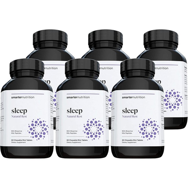 Smarter Sleep - Nighttime Sleep Aid with Bioactive Milk Peptides - Includes Melatonin, a Naturally-Occurring Hormone for Regulating Sleep (60 Count (Pack of 6))