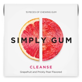 SIMPLY Gum Cleanse (Grapefruit and Prickly Pear), Plastic-Free Natural Chewing Gum, Pack of One (15 Pieces Total) | Vegan, Kosher, Non GMO, Aspartame Free and Sorbitol Free
