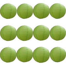 A Liittle Tree 12 PCs Round Paper Lanterns Lamp Shade Wedding Party Christmas New Year (Lime, 8")