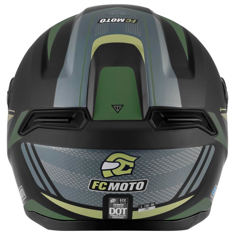 FC-Moto FF114B Zeron Helmet, Matte Black/Green, XS