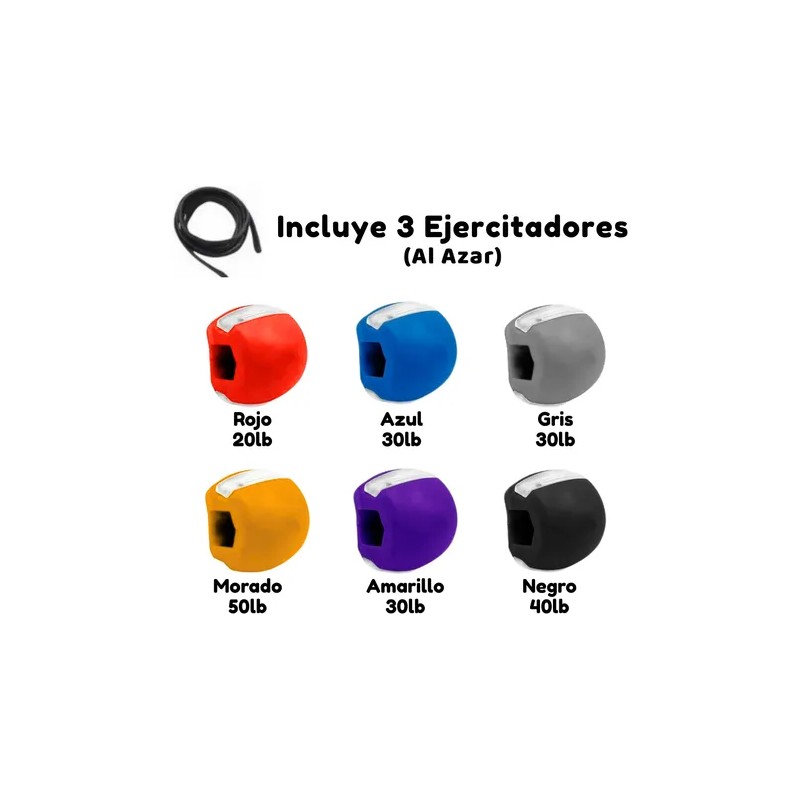 Ejercitador Mandibular Pelota Silicona Cara Cuello Set 3pz F