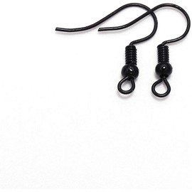 100Pcs Black 20×17mm Black Earring Hooks Hypo-allergenic Ear Wires Fish Hooks with Ball and Coil Earring Wires Jewelry Findings for DIY Jewelry Making Earring Parts Supplies,Jewelry Findings