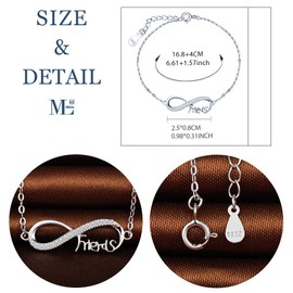 MicLee Women's "Love" Classic Infinity Symbol Bracelet 925 Sterling Silver Cubic Zirconia Bracelet Adjustable Charm Bangle with Gift Bag Super Gift, Silver Silver Zirconia