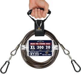 ROYAL PAW Dog Tie Out Cable - Tie Out Cable for Dogs (up to 300 lbs) - Use Dog Tie-Outs & Stakes for Outside - Best Heavy Duty Dog Leash for Large Dogs (20ft - Black Onyx)