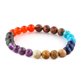 CRYSTALIS 7 Chakra Gemstone Healing Bracelets, Elastic Stretch Bracelet, Natural Beads, Chakra Healing Jewelry for Men & Women, Adjustable Bracelet, Gift Giving Bracelet, 7.25 to 7.50 inch