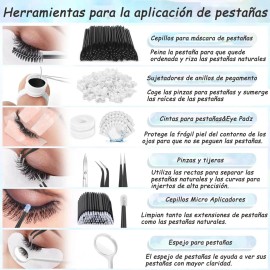 Kit De Extensiones De Pestañas Con Molde Y Cola Negro