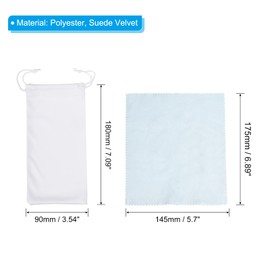 PATIKIL Microfiber Glasses Bag, 6 Pack Sunglasses Pouch Eyeglass Bag Soft Sunglass Case with Eyeglasses Cleaning Cloth, White