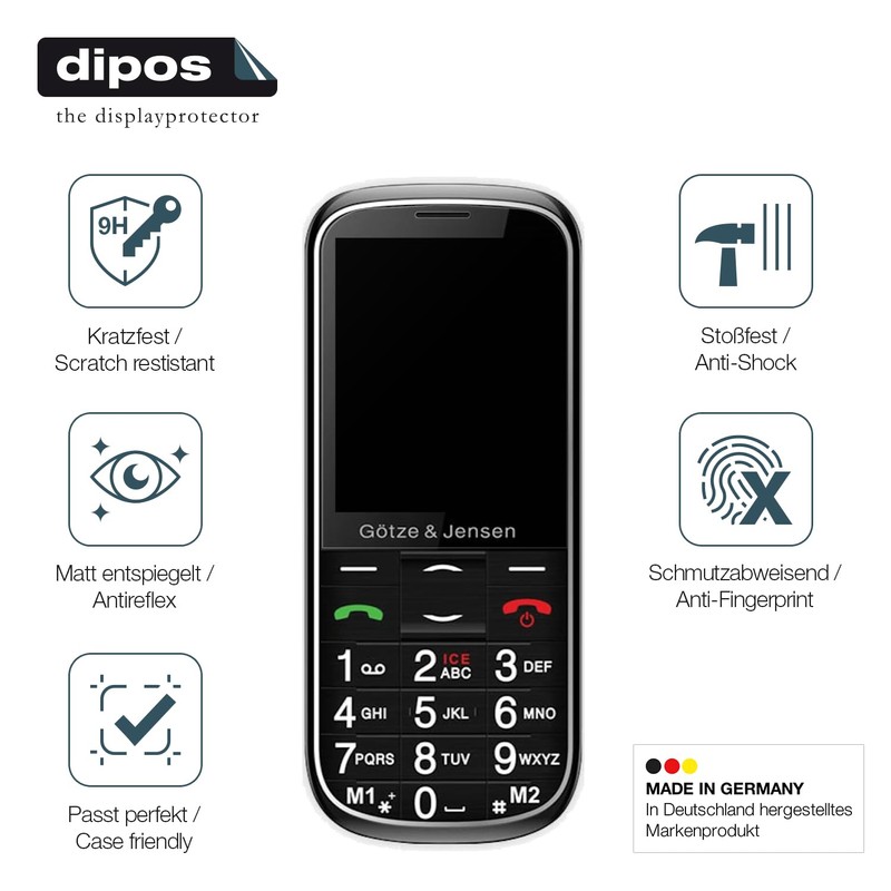 dipos I 2x Displayschutz 9H matt kompatibel mit Gotze Jensen