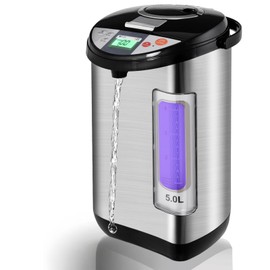 CHEFJOY Hot Water Dispenser, 5L-Electric Hot Water Pot, Stainless Steel Liner Bottle with 5 Stage Temperature Settings & Timer, Water Boiler and Warmer for Tea, Coffee Heated