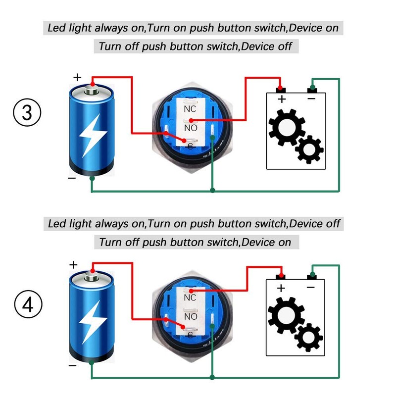 GTIWUNG 2 pieces 16 mm push button switch with wire