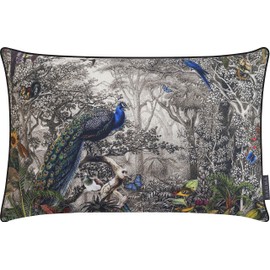 MAGMA Cushion Cover Vintage Bird Peacock Nature Forest with Piping Digital Print 40 x 60 cm