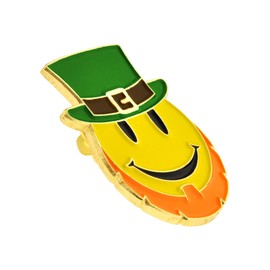 PinMart St. Patrick's Day Lapel Pin – Leprechaun Smiley Face Jewelry for Women and Men – Irish Culture Celebration Pin –Gold Plated Enamel Brooch with Standard Clutch Back