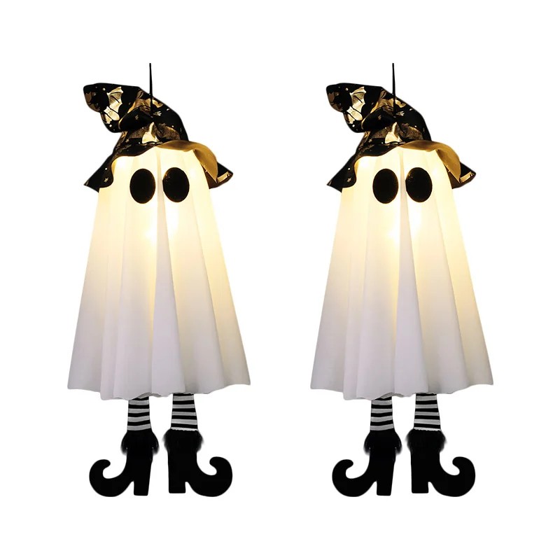 LED Light-Up Hanging Halloween Ghost Decorations – Spooky Floating Witch