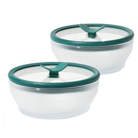 Anyday 2-Pack (2-Cup) Glass Food Storage Set with Glass Lids | Plastic-Free Frosted Meal Prep Bowls | Stackable Airtight Storage Container Set with Vented Silicone Lid for Microwave-Safe Reheating