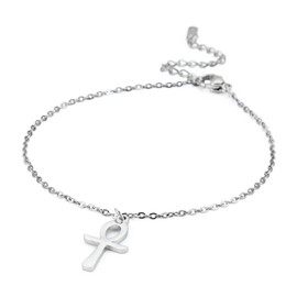 VASSAGO Ankh Cross Bracelet for Women of Mystic Stainless Steel Egyptian Cross Ankh Amulet of Coptic Cross Bracelet Jewelry Gifts (Sliver), Stainless Steel