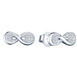 MicLee Women's Earrings 925 Sterling Silver Cubic Zirconia Simple Infinity Sign Infinity Stud Earrings with Gift Bag, Super Christmas Gift, Silver Cubic Zirconia, Cubic Zirconia