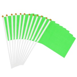 PATIKIL 8x3 Inch Green Blank Stick Flag, 12Pcs Handheld Solid Color Flag on Stick for DIY Graffiti Birthday Carnival Celebration Sports