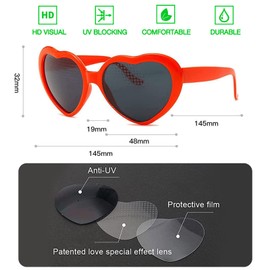 Bymivofun 3 Pcs Peach Heart Special Effects Glasses, Heart Diffraction Glasses, Heart Sunglasses, for Fancy Dress Music Festival Outdoor Party Bar Fireworks