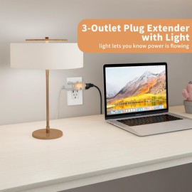 GOMEN 3-Outlet Grounding Adapter, Heavy Duty 3 Way Plug Adapter, ETL Listed Grounded Power Tap, 3 Prong Outlet Splitter (Transparent with Light, 4 Pack)